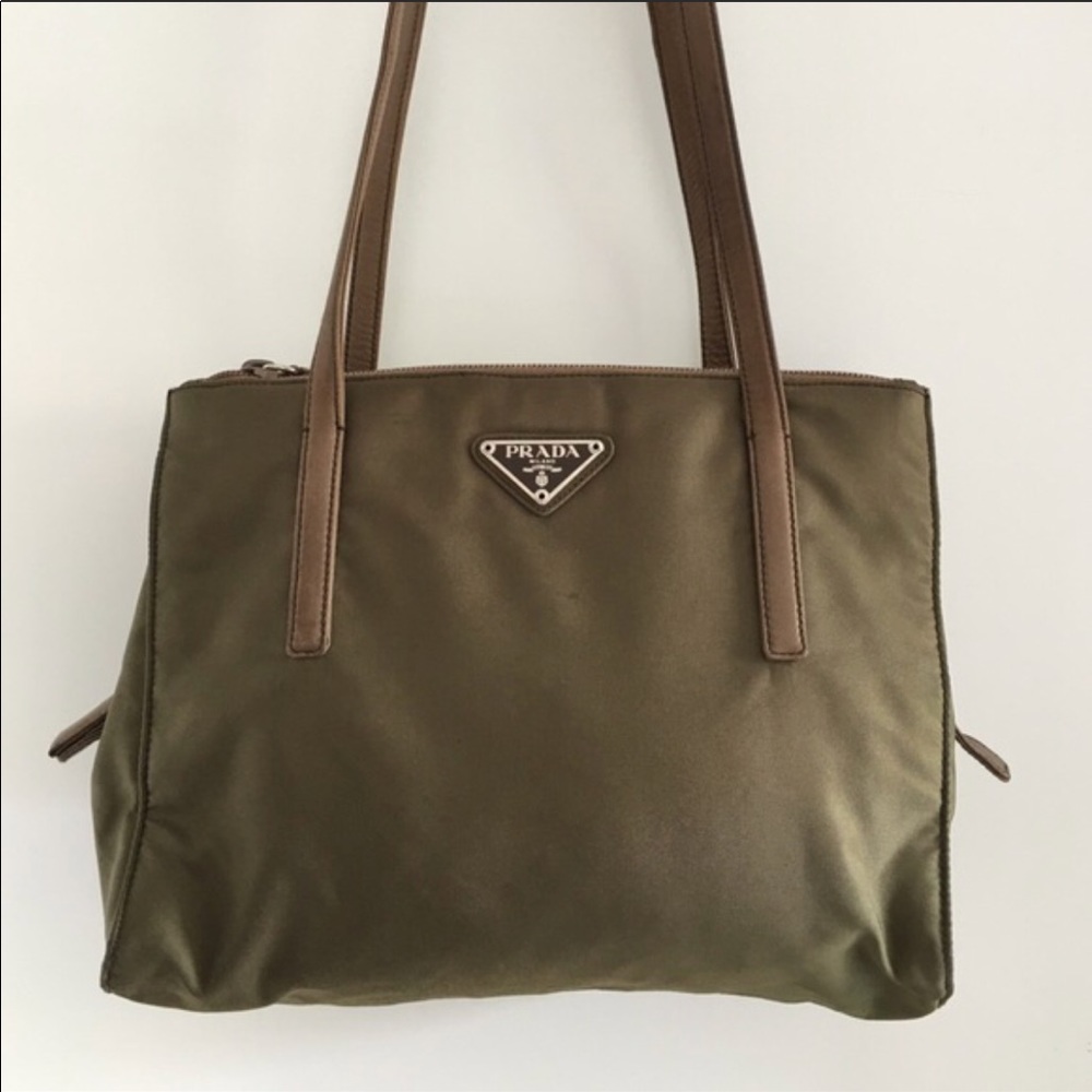 Authentic Prada Nylon army green shoulder Bag